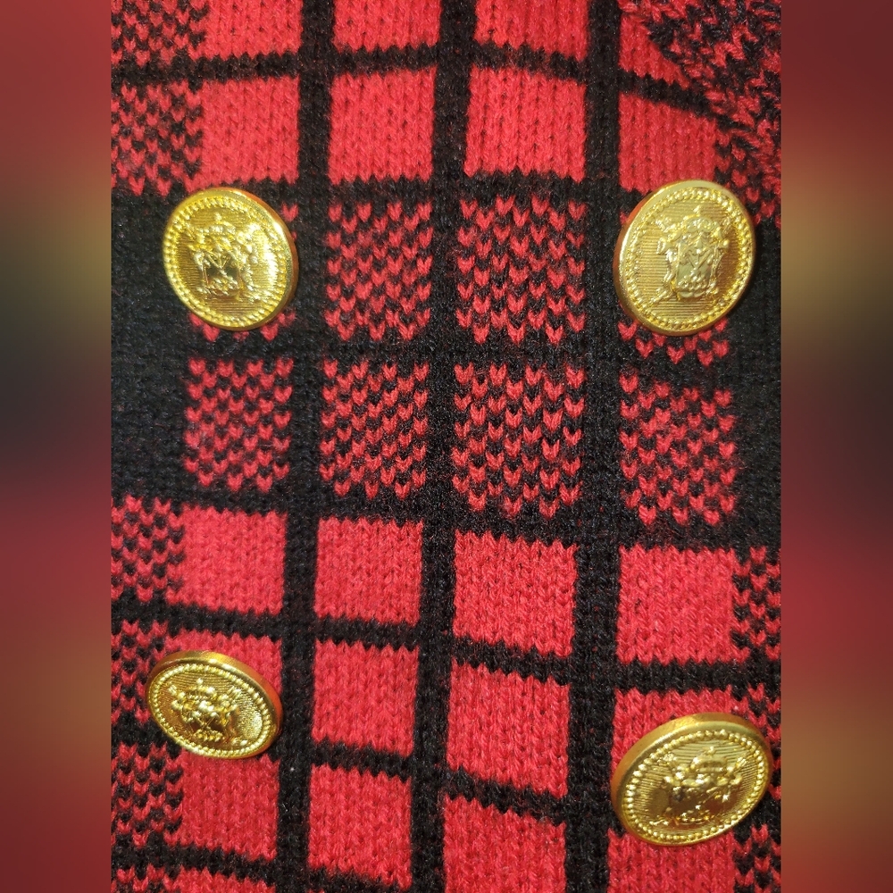 Venus Red/ Black Button Detail Sweater Dress - Picture 3 of 11